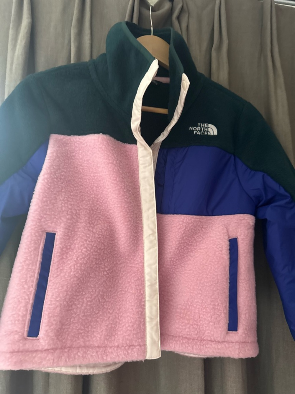 The North Face Kids Colorblock Fleece Jacket - Pink/Blue/Green size 12